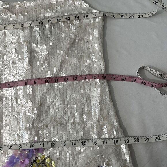 NEW Mac Duggal [ 4 ] Sequined Mixed Media Floral Embellished Mini Dress‎ S1068 - Picture 4 of 16